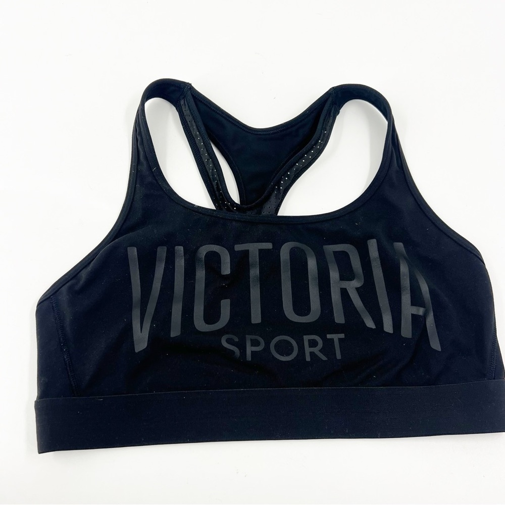 ✅ VICTORIA SPORT BLACK/BLACK SPORTS BRA SIZE LARGE